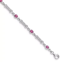 1.01 ct. t.w. Pink Tourmaline and 0.07 ct. t.w. Diamond Bracelet in Rhodium-plated Sterling Silver