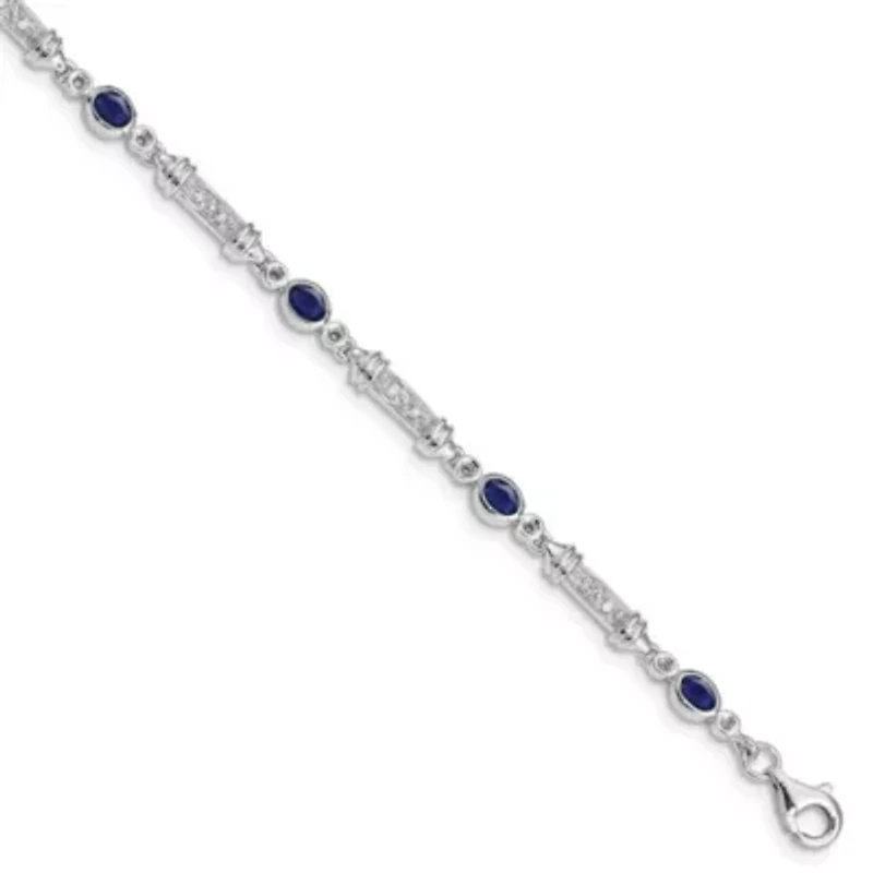 1.59 ct. t.w. Sapphire and 0.07 ct. t.w. Diamond Bracelet in Rhodium-plated Sterling Silver