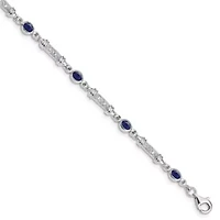 1.59 ct. t.w. Sapphire and 0.07 ct. t.w. Diamond Bracelet in Rhodium-plated Sterling Silver