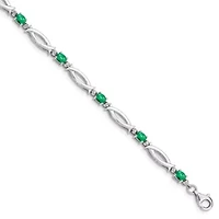1.288 ct. t.w. Emerald and 0.01 ct. t.w. Diamond Bracelet in Rhodium-plated Sterling Silver