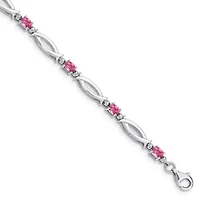1.16 ct. t.w. Pink Tourmaline and 0.01 ct. t.w. Diamond Bracelet in Rhodium-plated Sterling Silver