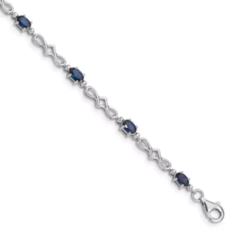 2.52 ct. t.w. Sapphire and 0.01 ct. t.w. Diamond Bracelet in Rhodium-plated Sterling Silver