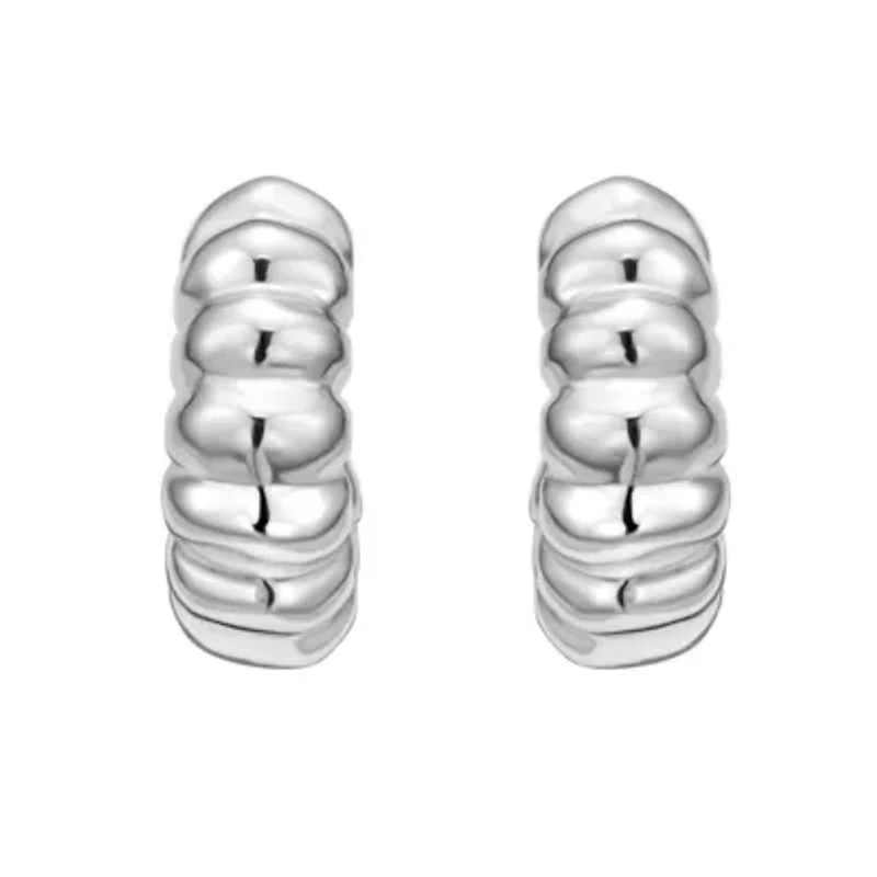 SS Twisted C-Hoop Earring With Push Back