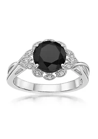 ct. t.w. Black Onyx and 1/ White Topaz Ring Sterling Silver