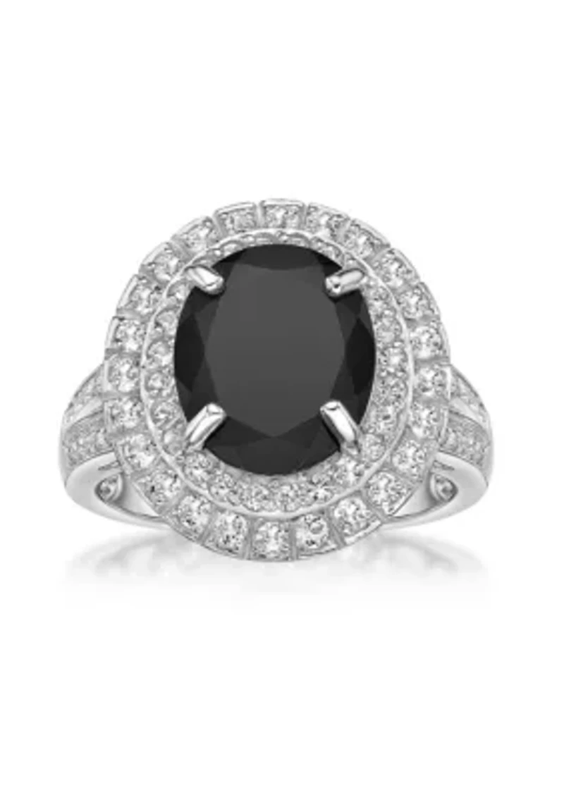 4 ct. t.w. Black Onyx and 1.4 White Topaz Ring Sterling Silver