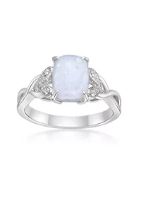 Lab Created 1 ct. t.w. Lab-Created Opal and 0.8 White Sapphire Ring Sterling Silver