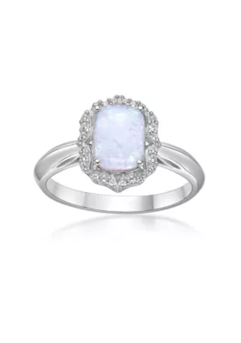 Lab Created 1 ct. t.w. Lab-Created Opal and 1/4 White Sapphire Ring Sterling Silver