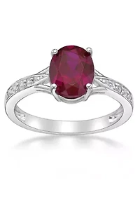 Lab Created 2.2 ct. t.w. Lab-created Ruby and White Sapphire Accent Ring Sterling Silver