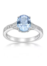 Lab Created 1.75 ct. t.w. Lab-created Aquamarine and White Sapphire Accent Ring Sterling Silver