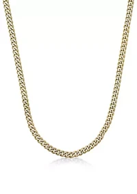 Stainless Steel 8MM Curb Chain Necklace with Goldtone Ion Plating Double Extension Clasp, 22" Length