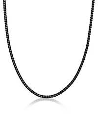 Stainless Steel 4MM Foxtail Chain Necklace with Black Ion Plating and Push Lock, 24"