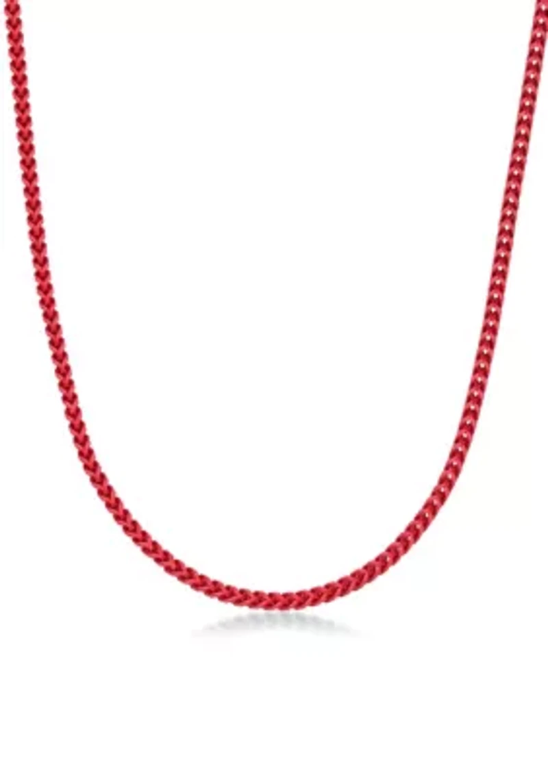 Stainless Steel 5MM Foxtail Chain Necklace with Red Acrylic Coating, 22" Length