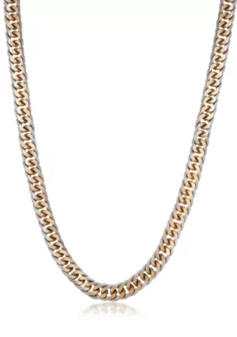 Stainless Steel 8MM Gourmeta Chain with Goldtone Ion Plating
