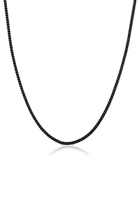 Stainless Steel 2.5MM Foxtail Chain Necklace with Black Ion Plating, 20" Length