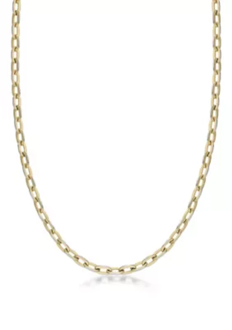 Stainless Steel 6MM Square Rolo Chain Necklace with Goldtone Ion Plating, 18" Length