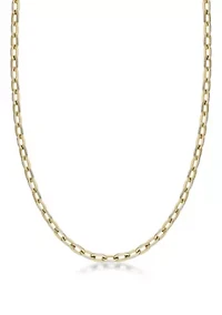 Stainless Steel 6MM Square Rolo Chain Necklace with Goldtone Ion Plating, 18" Length