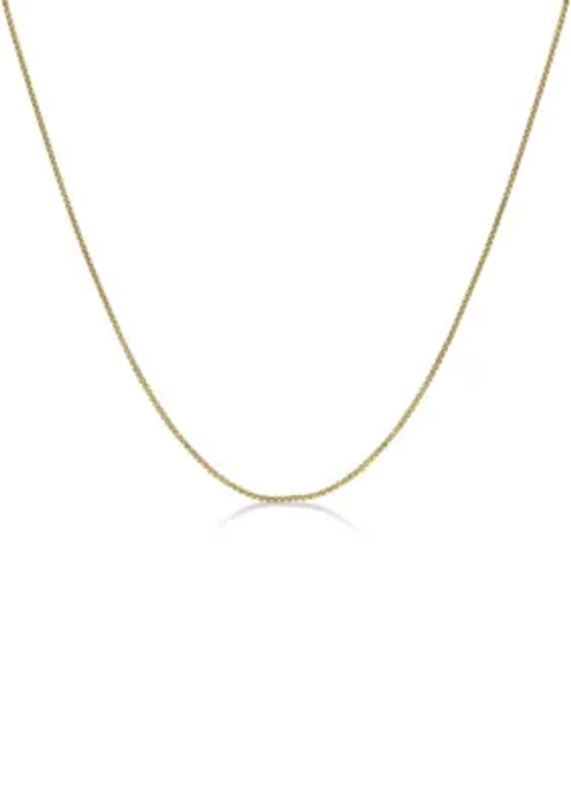 Stainless Steel 2MM Round Box Chain Necklace with Goldtone Ion Plating, 22" Length