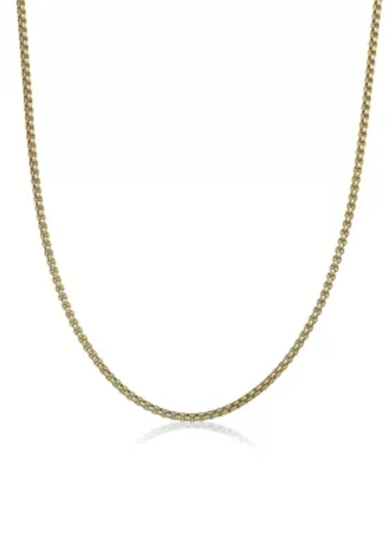 Stainless Steel 4MM Round Box Chain Necklace with Goldtone Ion Plating, 30" Length