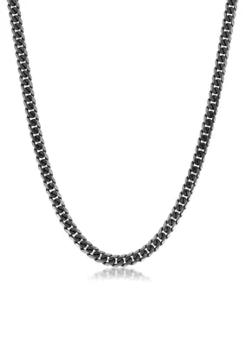 Stainless Steel 8MM Curb Chain Necklace with Black Ion Plating, 22" Length