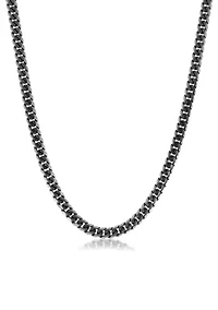 Stainless Steel 8MM Curb Chain Necklace with Black Ion Plating, 22" Length