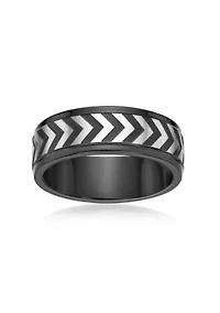 Stainless Steel Ring with Black Ion Plating - 8MM