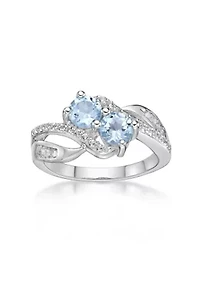 1 1/5 ct. t.w. Blue Topaz and White Ring Sterling Silver