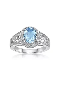 3 3/8 ct. t.w. Blue Topaz and White Ring Sterling Silver