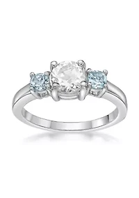 7/8 ct. t.w. White Topaz and Blue Ring Sterling Silver