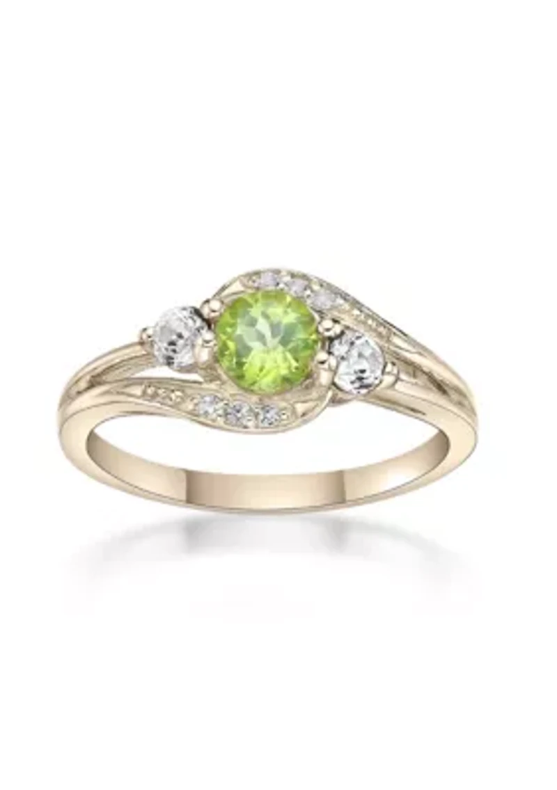 5/8 ct. t.w. Peridot and Created White Sapphire Ring Gold Plated Sterling Silver