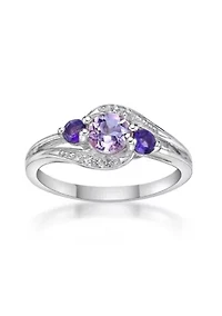 Lab Created 5/8 ct. t.w. Amethyst and White Sapphire Ring Sterling Silver