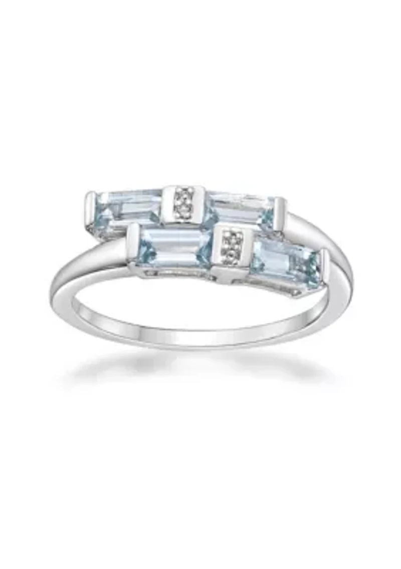 1 ct. t.w. Aquamarine and 7/8 White Topaz Ring Sterling Silver