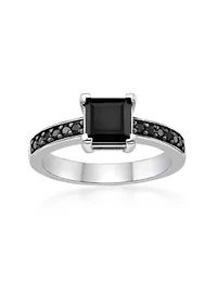 1 3/8 ct. t.w. Black Onyx and 1/4 Spinel Ring Sterling Silver