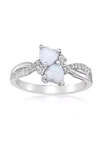 Lab Created 1 ct. t.w. Opal and White Sapphire Ring Sterling Silver