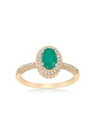 0.8 ct. t.w. Emerald and 0.32 Diamond Ring 10K Gold