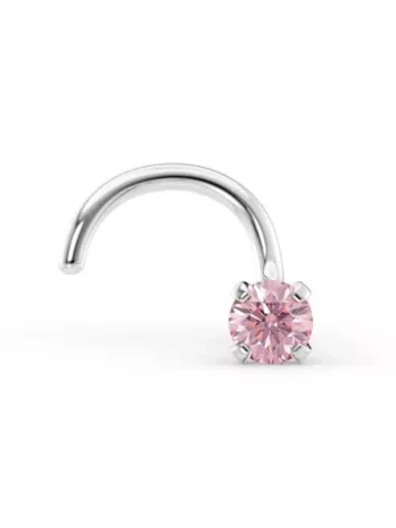 Lila Moon Pink Crystal Curved Nose Stud in 14K Gold