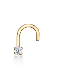 Lila Moon 1.7 mm Diamond Accent Curved Nose Stud in 14K Gold