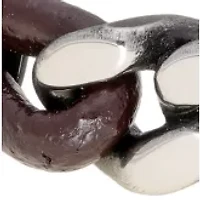 Stainless Steel and Brown Leather Adjustable Bracelet