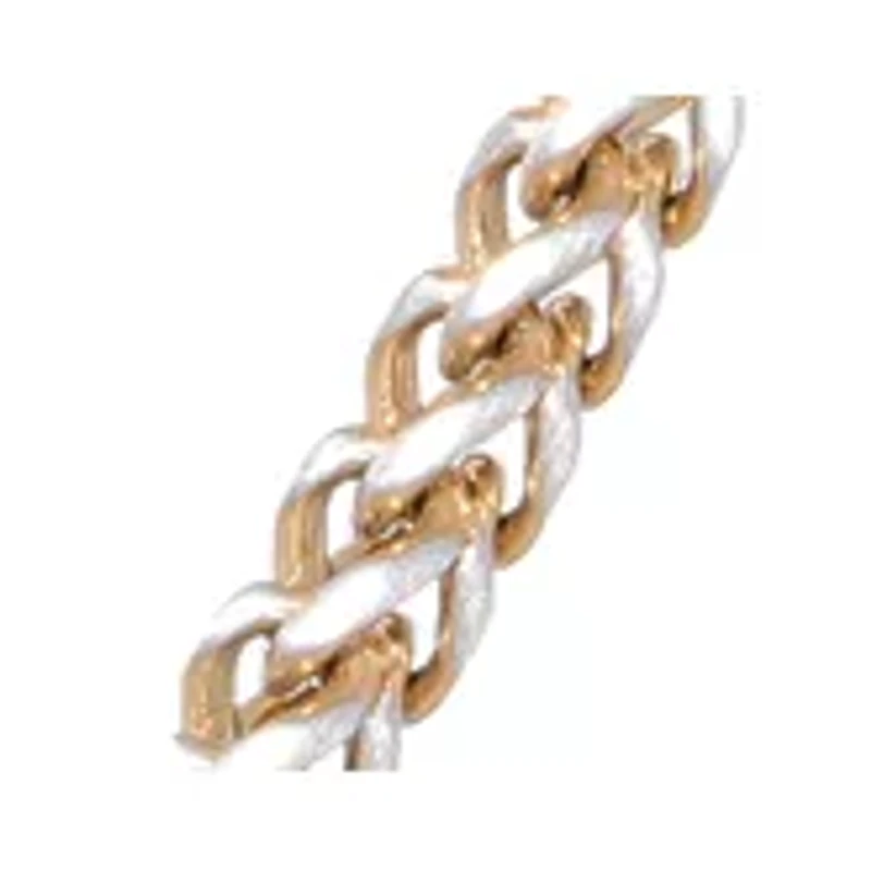 Stainless Steel Square Wheat Necklace with Gold Ion Plating