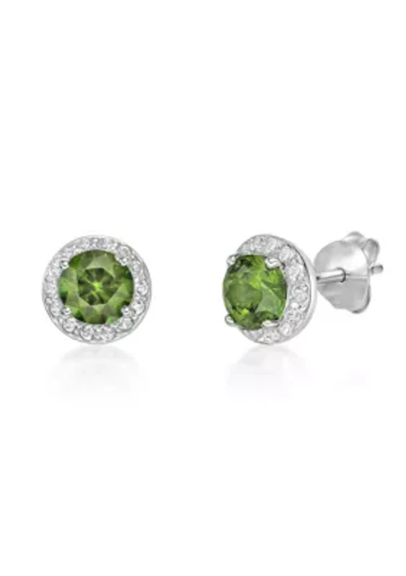 Lab Created 1 ct. t.w.Peridot and White Topaz Earrings in Sterling Silver