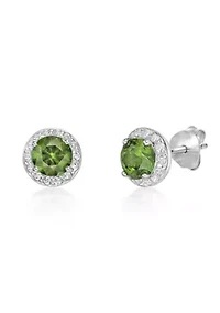 Lab Created 1 ct. t.w.Peridot and White Topaz Earrings in Sterling Silver