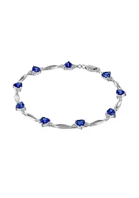 6 ct. t.w.Created Sapphire and Diamond Accent Bracelet in Sterling Silver