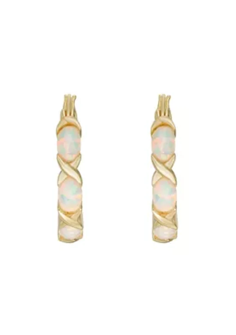 Lab Created 1.8 ct. t.w. Lab-created Opal Hoop Earrings in Gold Plated Sterling Silver