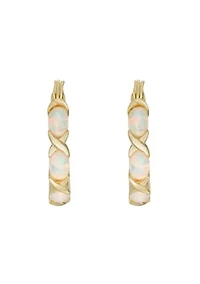 Lab Created 1.8 ct. t.w. Lab-created Opal Hoop Earrings in Gold Plated Sterling Silver