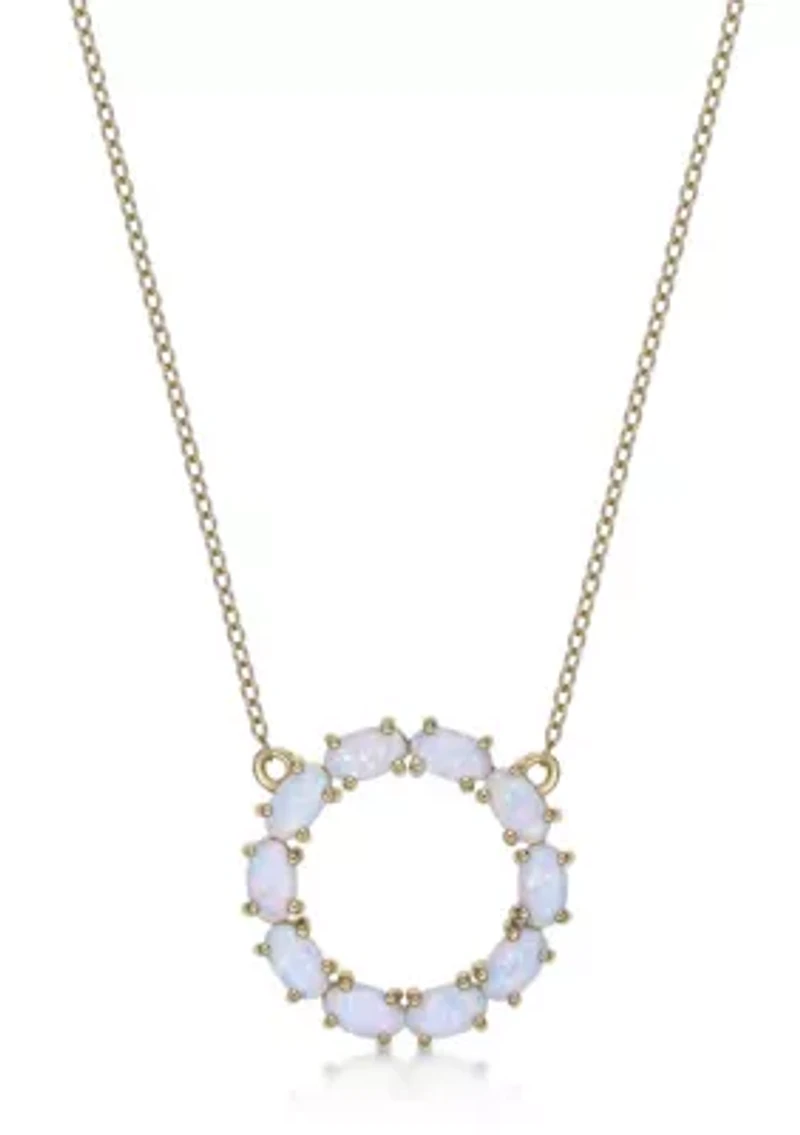 Lab Created 1.6 ct. t.w. Lab-created Opal Hoop Pendant Necklace in Gold Plated Sterling Silver