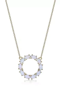 Lab Created 1.6 ct. t.w. Lab-created Opal Hoop Pendant Necklace in Gold Plated Sterling Silver