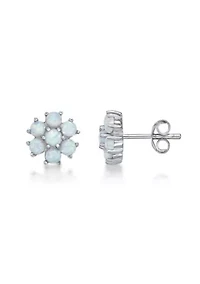 Lab Created 1 ct. t.w. Lab-created Opal and 3/8 ct. t.w. Lab-Created White Sapphire Earrings in Sterling Silver