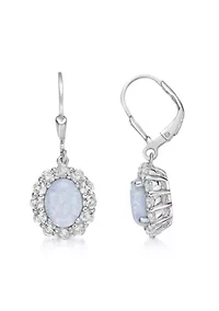 Lab Created 2 ct. t.w. Lab-created Opal and 1/4 ct. t.w. Lab-Created White Sapphire Earrings in Sterling Silver