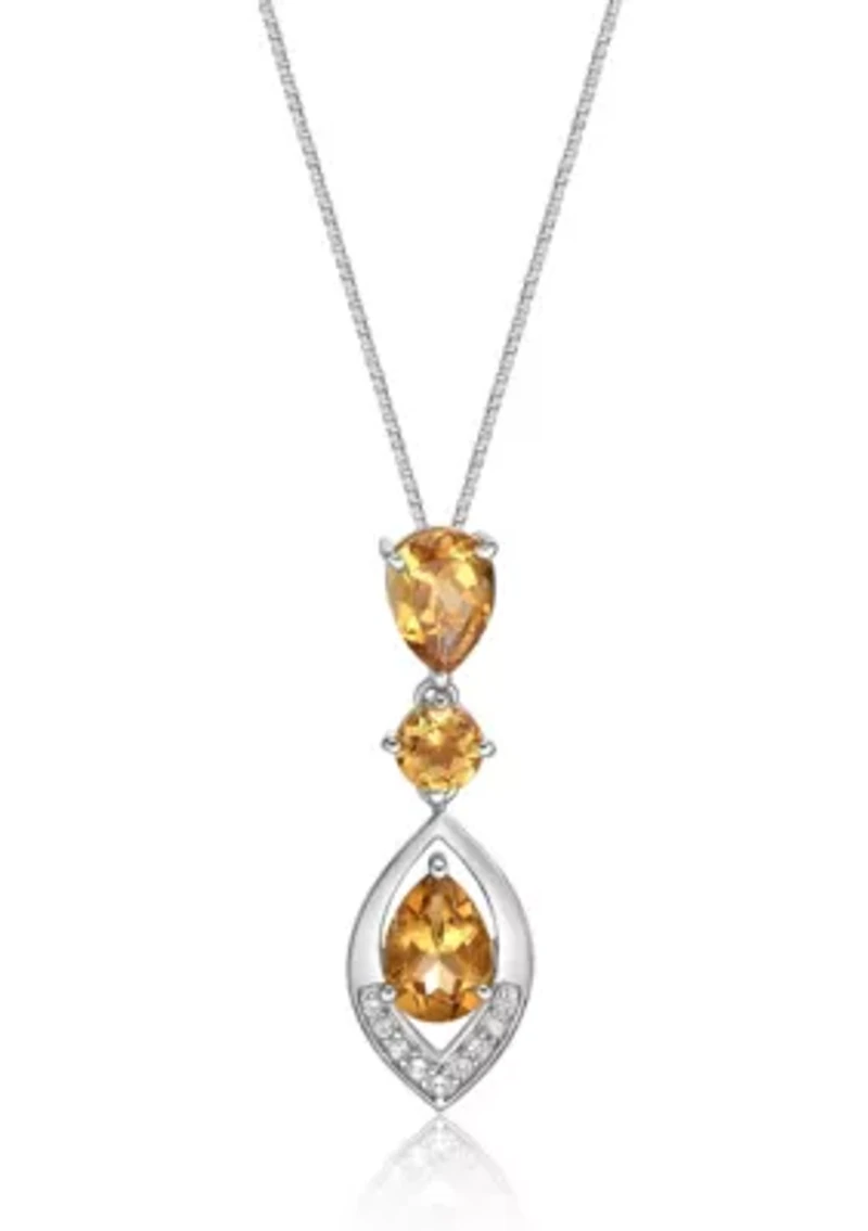 7/8 ct. t.w. Citrine and Created White Sapphire Pendant in Sterling Silver