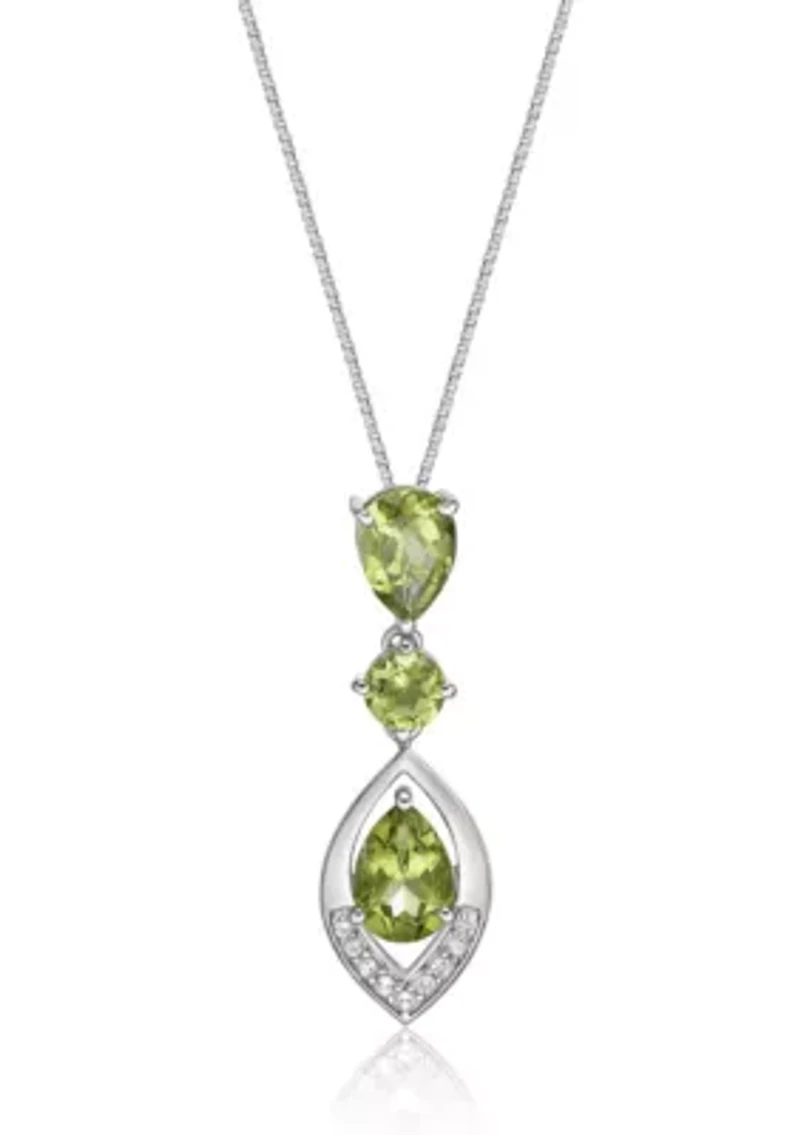 1 3/4 ct. t.w. Peridot and Created White Sapphire Pendant in Sterling Silver