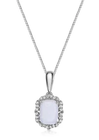 Lab Created 1 ct. t.w. Lab-created Opal and 1/4 ct. t.w. Lab-Created White Sapphire Pendant Necklace in Sterling Silver
